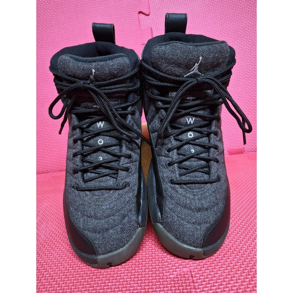 Nike Air Jordan 12 Retro Gray Wool Sneakers Shoes US Size 6Y Boys 852626-003